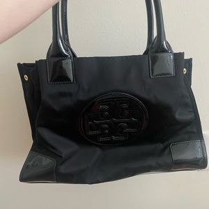 Tory burch mini Ella tote, black exterior & cream interior